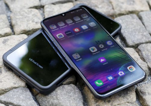 epa09116416 (FILE) - The new LG G8X with dual screen smartphone that will be presented at the International Consumer Electronics Fair (Internationale Funkausstellung Berlin, IFA) in Berlin, Germany, 05 September 2019 (reissued 05 April 2021). South Korean electronics company LG said it would withdraw from the smartphone market.  EPA-EFE/FELIPE TRUEBA
